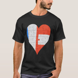 Fransk Austria Flagga Heart T Shirt