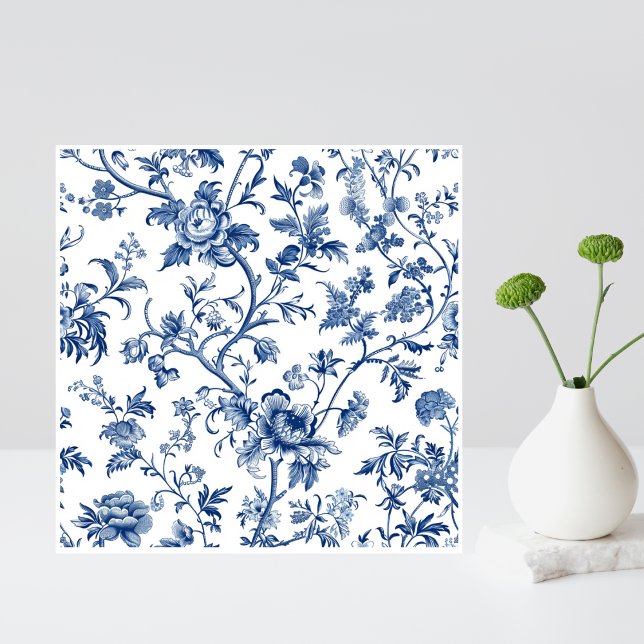 Fransk av blå Blommigt - Vintage Kakelplatta (Chic Tile)