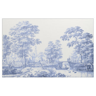 Fransk av blå tuillsk Vintage Pastoral Boat Classi Tyg