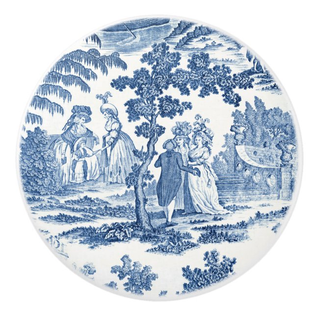 Fransk av elegant Blå och vit Vintage Knopp (Framsidan)