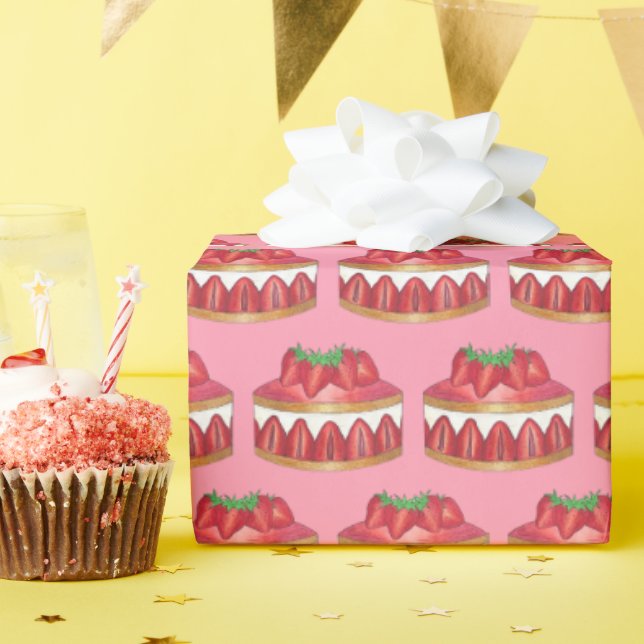 Fransk av jordgubbsbrott, Fraisier Cake-bakverk Ch Presentpapper (Födelsedagsfest)
