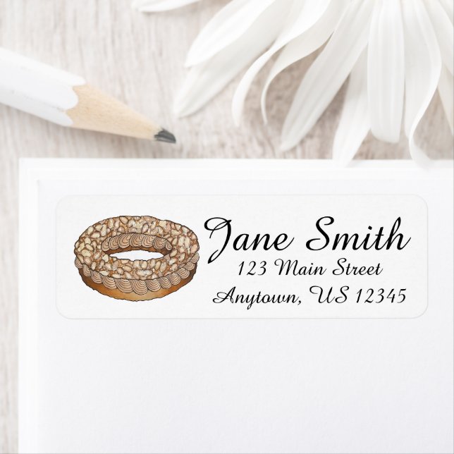 Fransk av jordgubbsbrott, Fraisier Cake-bakverk Ch Returadress Etikett (Insitu)