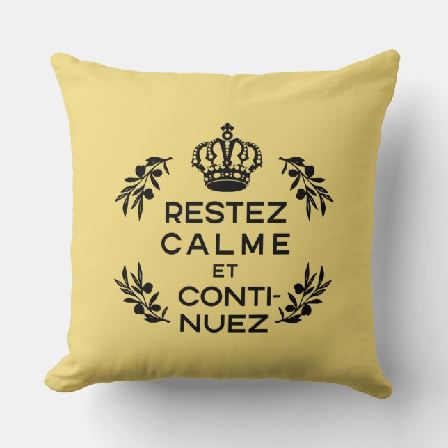 Fransk av svart vapensköld i gult Håll tyst och fo Kudde (Framsida)