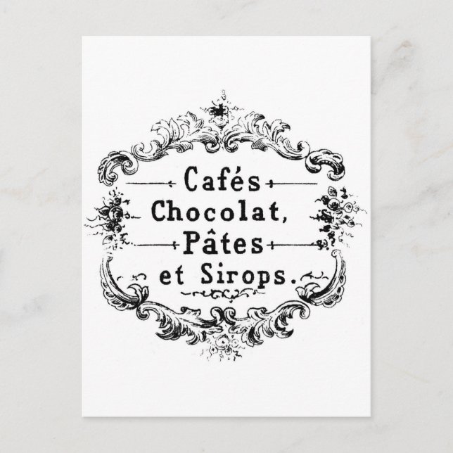 fransk av vintage, chokladdesign vykort (Framsida)
