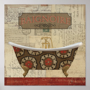 Fransk av vykort - badrum poster