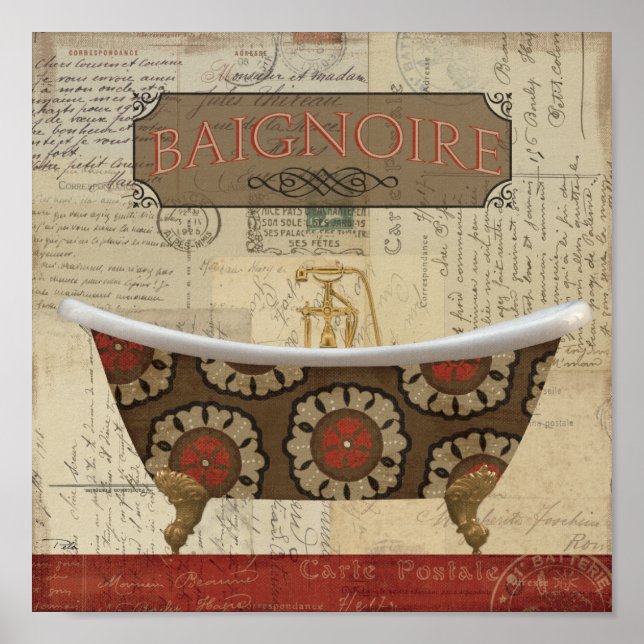 Fransk av vykort - badrum poster (Framsidan)