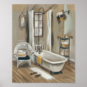 Fransk badrum med badkaret poster