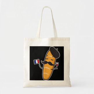 Fransk Baguette med Fransk Flagga och Vin GLA Tygkasse