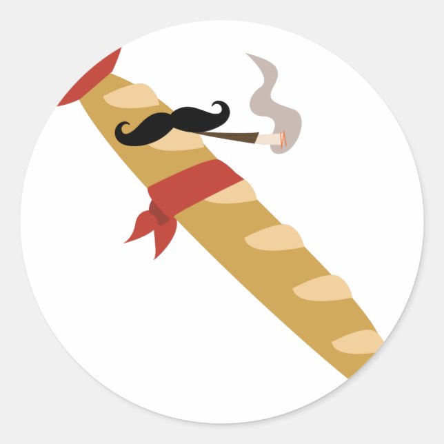 Fransk Baguette Runt Klistermärke (Framsida)