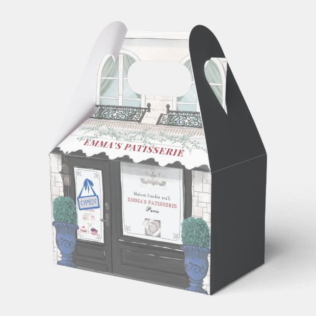 Fransk Bakery Cafe Patisserie Black Favor Box Presentaskar (Framsidan Sidan)