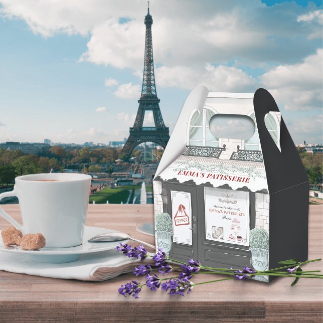 Fransk Bakery Cafe Patisserie Black Favor Box Presentaskar (Skapare uppladdad)