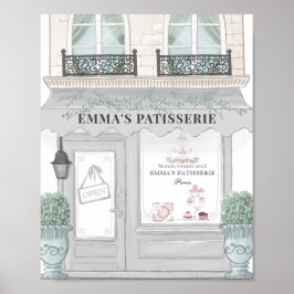 Fransk Bakery Cafe Patisserie Grått Bakdroppe Poster