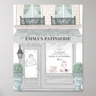 Fransk Bakery Cafe Patisserie Grått Bakdroppe Poster