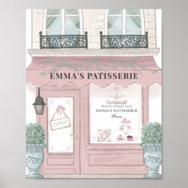 Fransk Bakery Cafe Patisserie Rosa Bakdroppe Poster