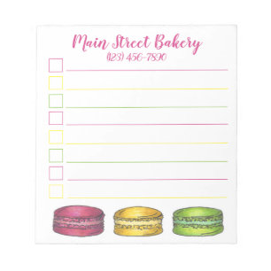 Fransk Bakery Macaron Cookies Pastry Personlig Anteckningsblock