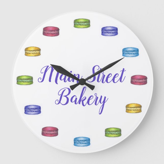 Fransk Bakery Macaron Cookies Pastry Personlig Stor Klocka (Framsida)