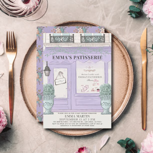 Fransk Bakery Paris Lavender Baby Shower Inbjudningar