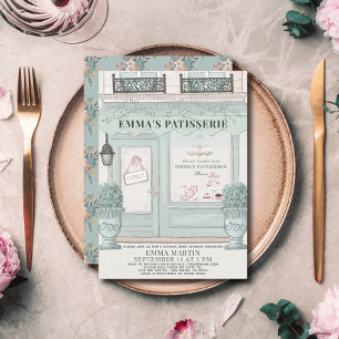 Fransk Bakery Patisserie Grönt Virtuell babystötar Inbjudningar
