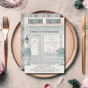 Fransk Bakery Patisserie Paris Grått Baby Shower Inbjudningar