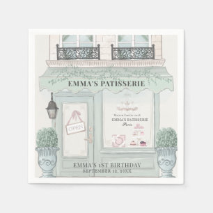 Fransk Bakery Patisserie Paris Grönt 1:a födelseda Pappersservett