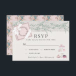 Fransk Bakery Patisserie Paris Rosa Bat mitzvah OSA Kort<br><div class="desc">Den här söta fransken cafe/bakery/patisserie Tema Bat mitzvah OSA/svar/svarskort har en rosa box och cakes/desserts på ett tårtstativ. Baksidan har en ljus rosa bakgrund med blommönster. Anpassa efter dina behov. Du hittar fler matchande produkter i min butik.</div>