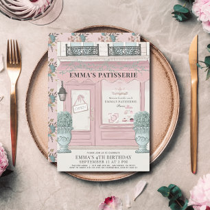 Fransk Bakery Patisserie Paris Rosa Birthday Inbjudningar