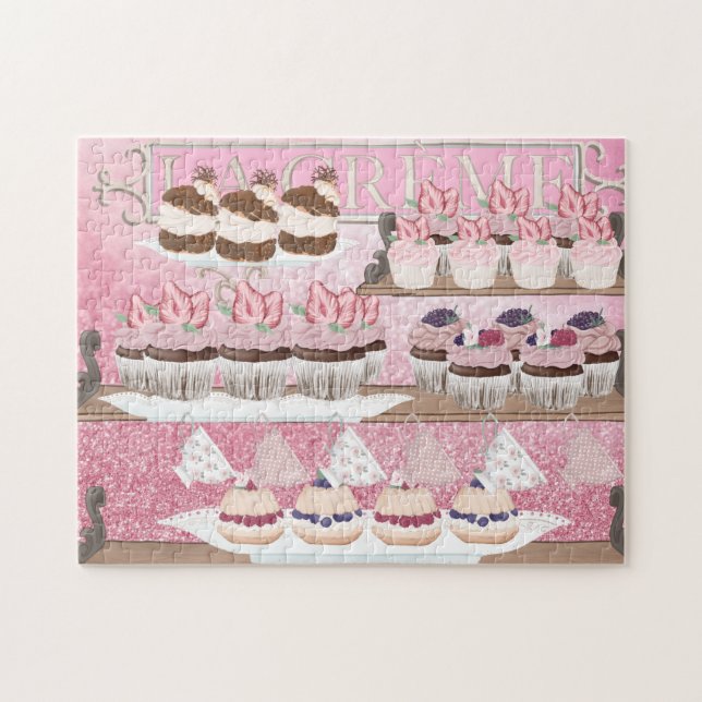 Fransk Bakery Shop Cupcoa Shelves Girly Cute Pussel (Horisontell)