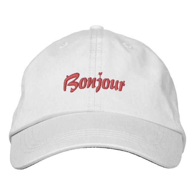 Fransk Baseball Cap Bonjour Broderad Keps (Framsida)