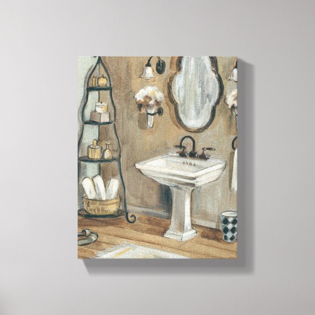 Fransk Bathroom med Spegel och Sink Canvastryck (Framsida)