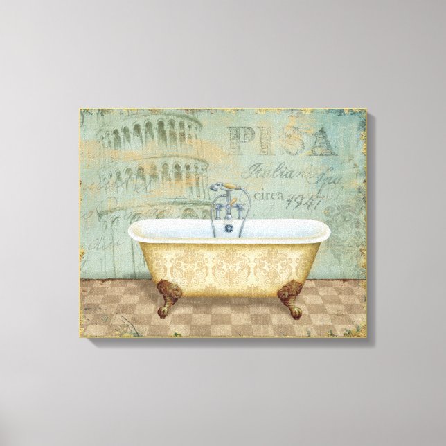 Fransk Bathtub och Pisas lavande Torn Canvastryck (Framsida)