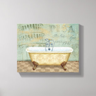 Fransk Bathtub och Pisas lavande Torn Canvastryck