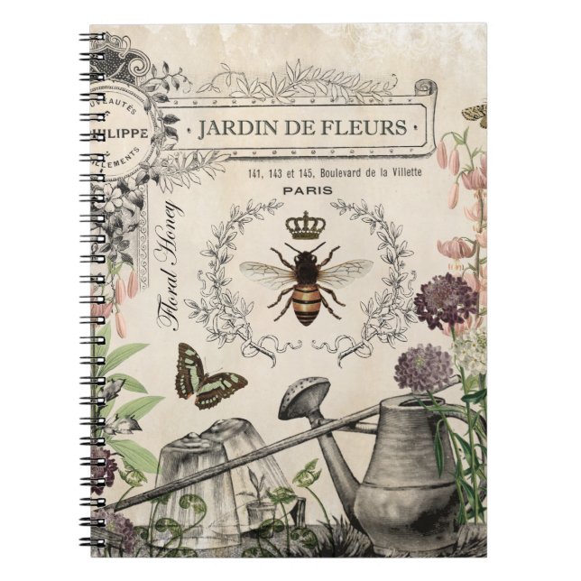 FRANSK BEE GARDEN ANTECKNINGSBOK MED SPIRAL (Framsidan)