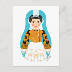 Fransk Bigoudène Matryoshka Postcard Vykort