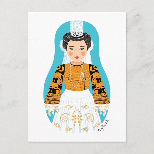 Fransk Bigoudène Matryoshka Postcard Vykort (Framsida)