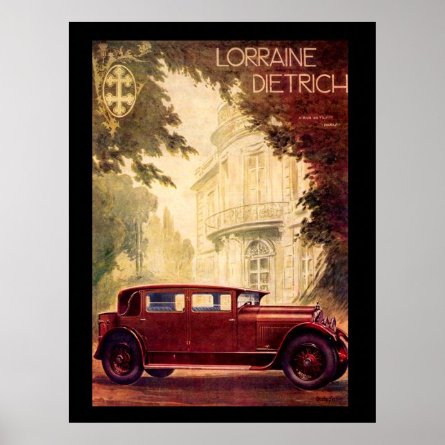 Fransk bil 1920-talets vintageaffisch poster (Framsidan)