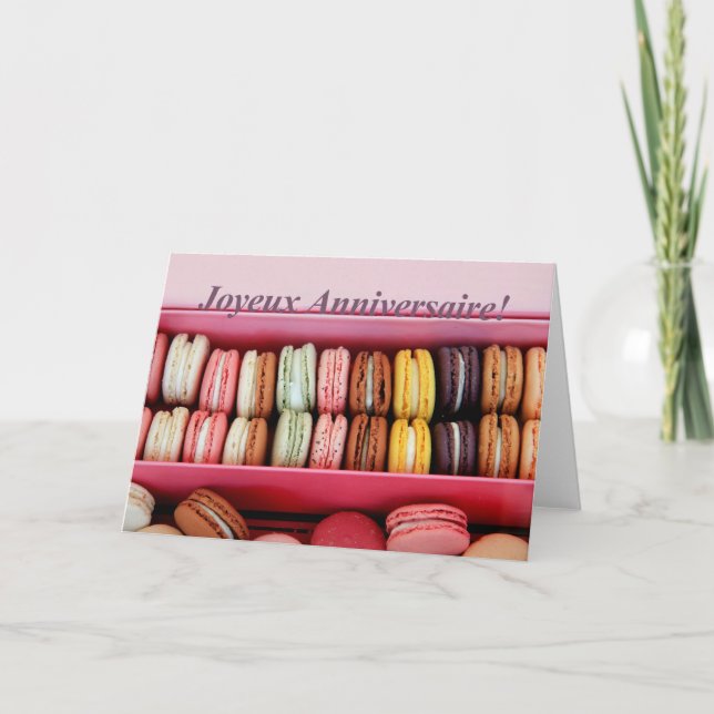 Fransk Birthday Macaron-Joyeux Anniversaire! Kort (Framsida)