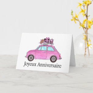 Fransk Birthday Retro Fiat 500 Kort