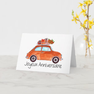 Fransk Birthday Retro Fiat 500 Kort