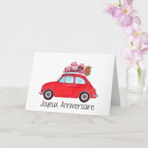 Fransk Birthday Retro Fiat 500 Kort