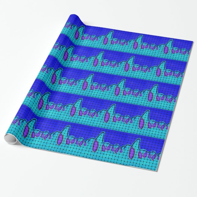 Fransk Blå Abstrakt med Vävd Textur Presentpapper (Utrullad)
