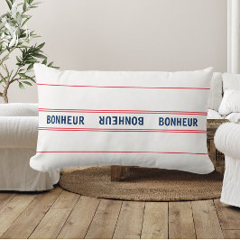Fransk Blå Bonheur & Röd Randig Lumbarkudde