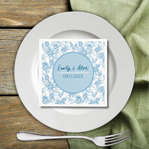 Fransk Blå Chinoiserie Toile Grandmillennial Pappersservett