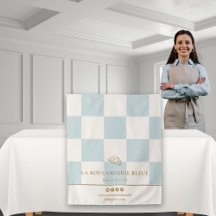 Fransk Blå Damcheckare Croissant Baktillbehör Bord