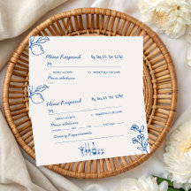 Fransk Blå Handritad Champagne Whimsical Bröllop