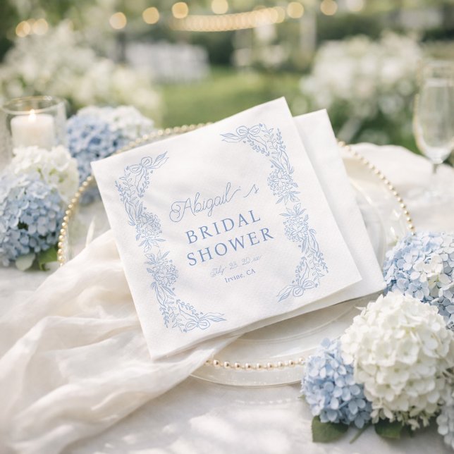 Fransk blå hortensia bröllopsdusch servett (Skapare uppladdad)