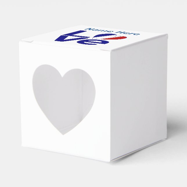 Fransk blå KÄRLEK Hjärta Flagga Personlig  Presentaskar (Framsidan Sidan)