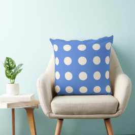 Fransk Blå och Mjuka vita Polka dots Kudde