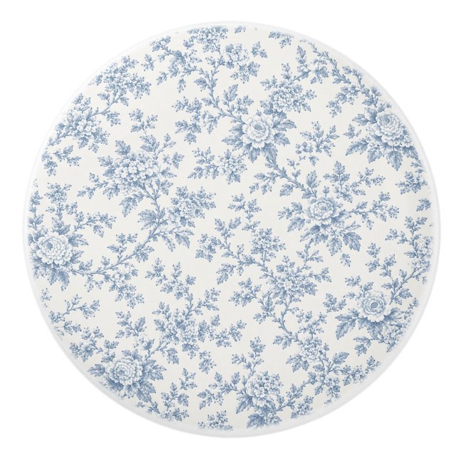 Fransk blå Toile keramikk skåpsknapp Knopp (Framsidan)