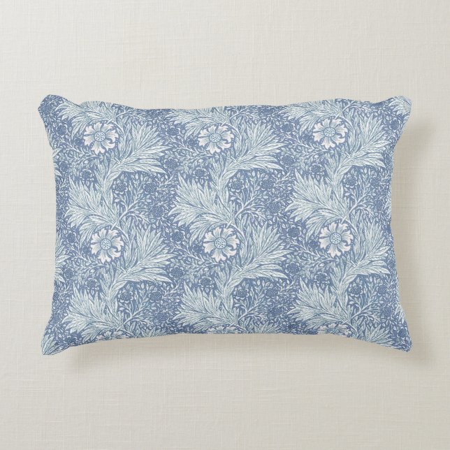 Fransk blå William Morris blomster Marigold Prydnadskudde (Framsidan)