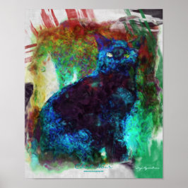 Fransk Black Cat "Chatta Noir" Abstrakt Art Poster